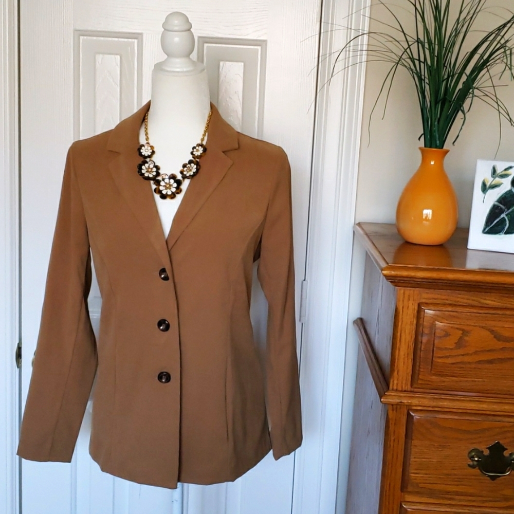 Norm Thompson Faux Suede Tan Blazer NWOT